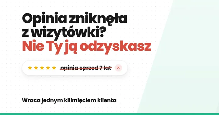 Opinia zniknęła z wizytówki? Nie Ty ją odzyskasz: karta opinii z pięcioma gwiazdkami oznaczona jako usunięta