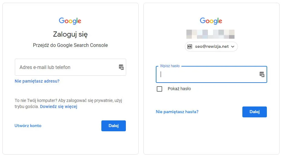 Logowanie do konta Google