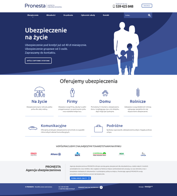 Strona internetowa Pronesta