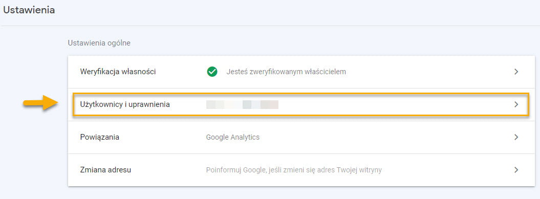 Google Search Console użytkownicy i uprawnienia
