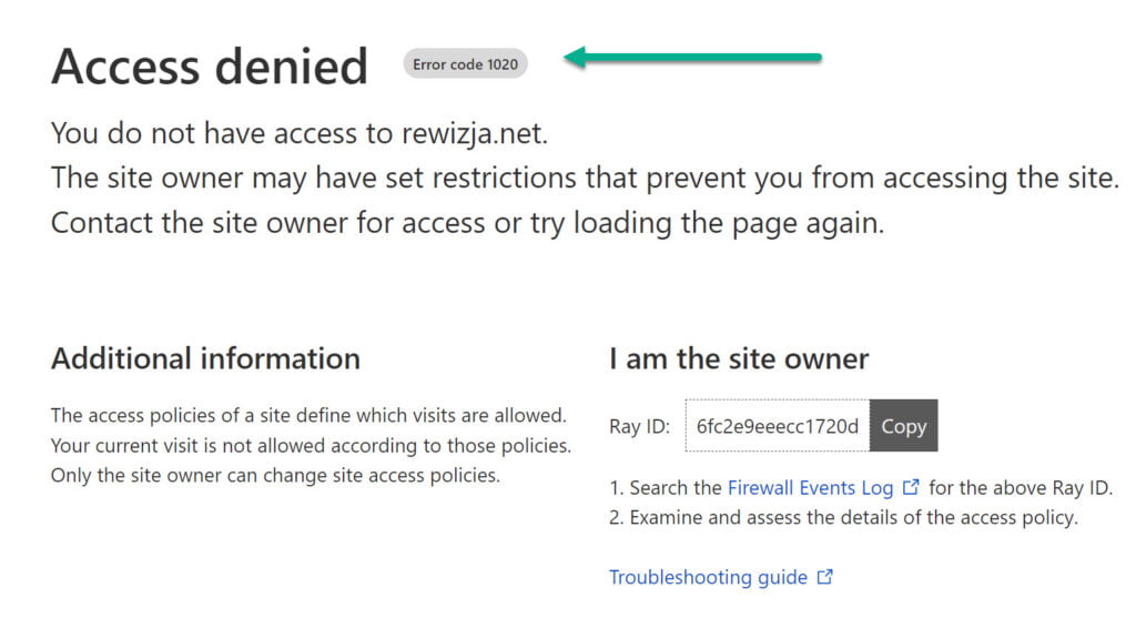 Strona zablokowana w CloudFlare