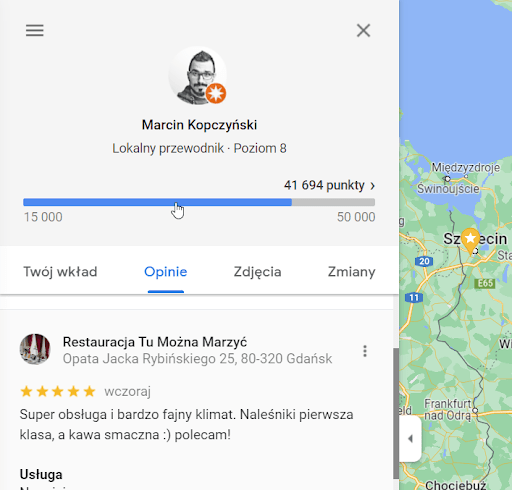 moje opinie w Google Maps
