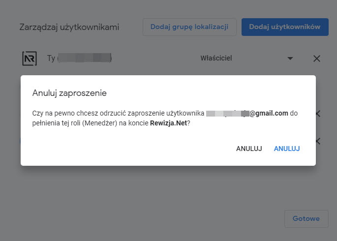anulowanie dodawania użytkownika GMF anulowanie dodawania użytkownika GMF