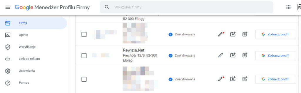 panel Menedżera Profilu Firmy panel Menedżera Profilu Firmy